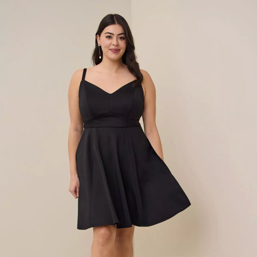 Mini Scuba Lace-Up Fit And Flare Dress-- Torrid